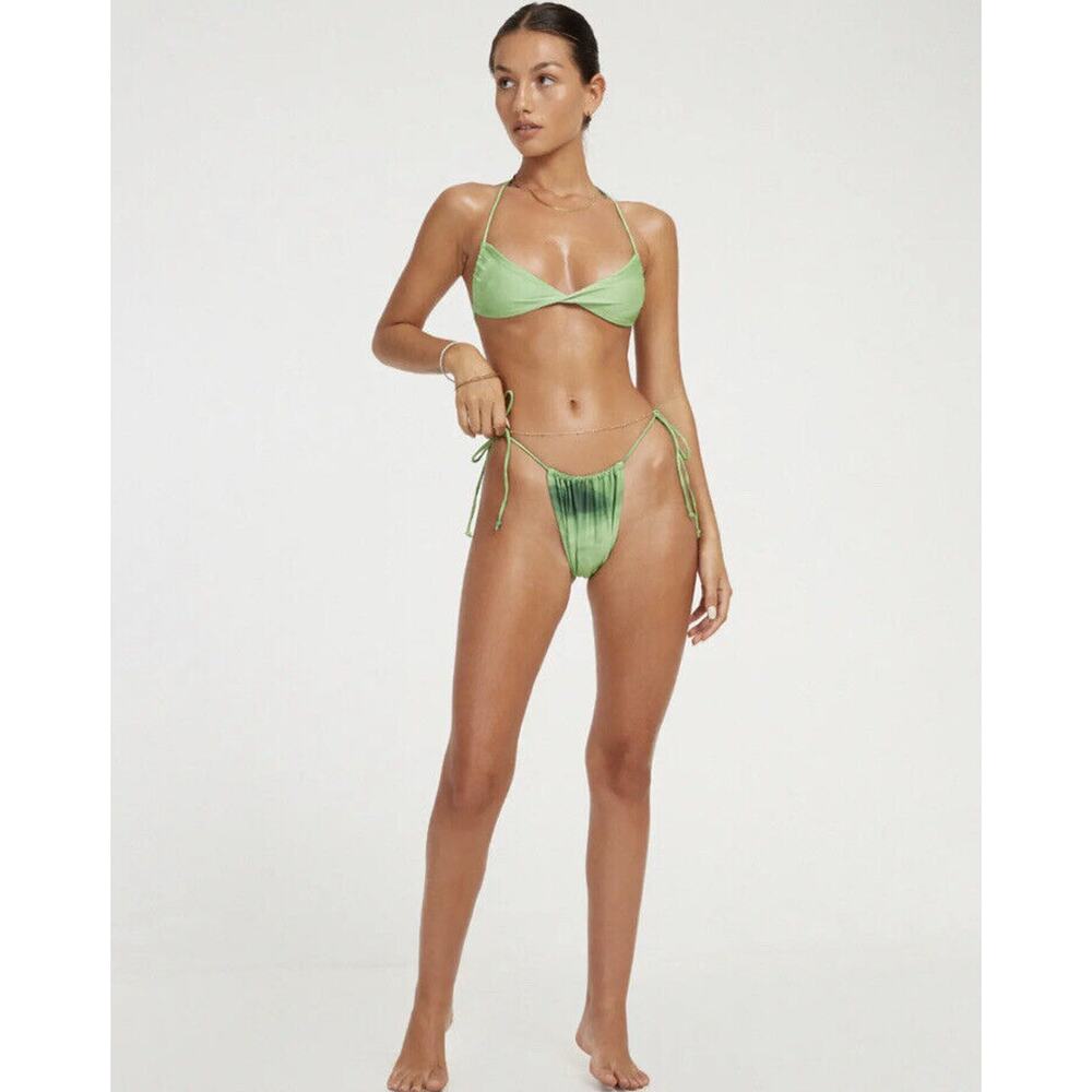 Motel Leyna Bikini Bottom Watercolor Green NWT Womens XS